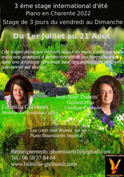 3 ème stage International d'Eté, piano en Charente 2022 ( 3 jours )