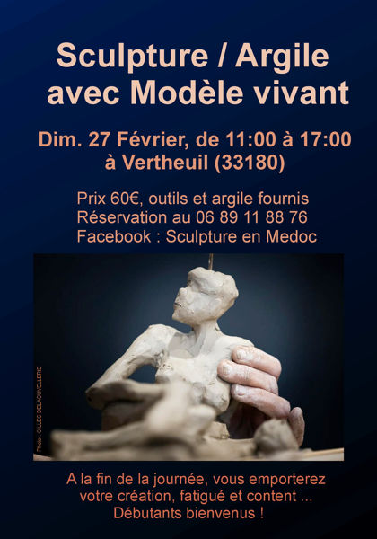 atelier sculpture /  argile avec modèle vivant