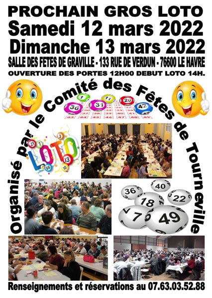 Gros loto au Havre le samedi 12 et dimanche 13 mars 2022