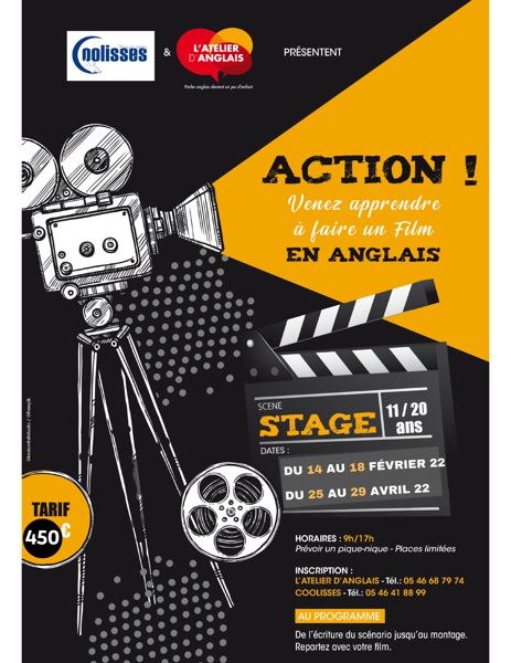 Stage Faire un film en anglais du 25 au 29 avril 2022