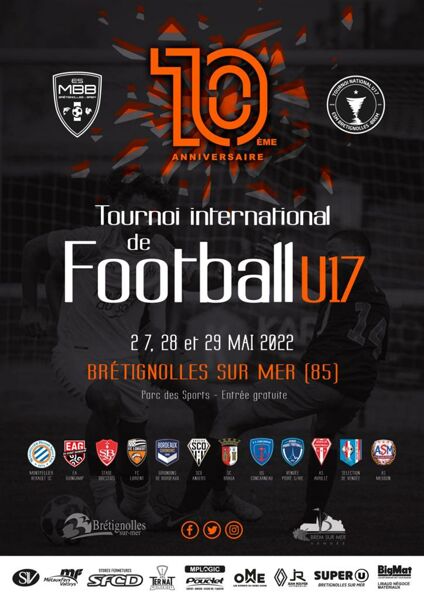TOURNOI INTERNATIONAL DE FOOTBALL U17 BRETIGNOLLES SUR MER 27-28-29 mai 2022