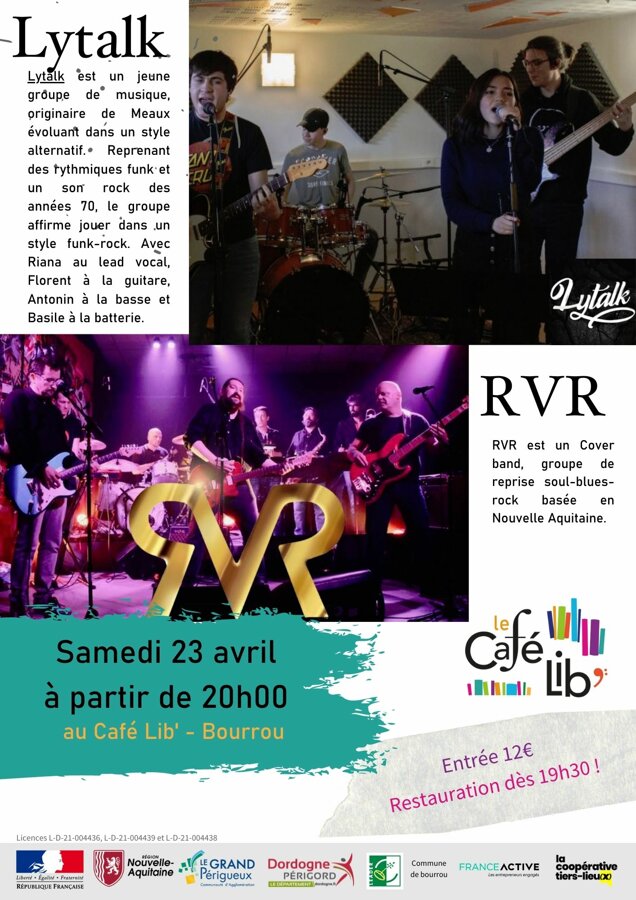 Concert LYTALK (funk rock) + RVR (blues rock)