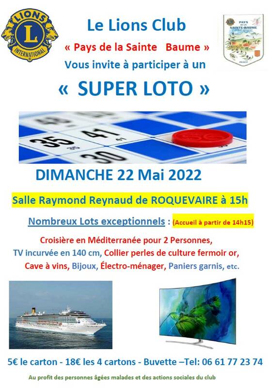 Loto du Lions club Pays de la Sainte Baume