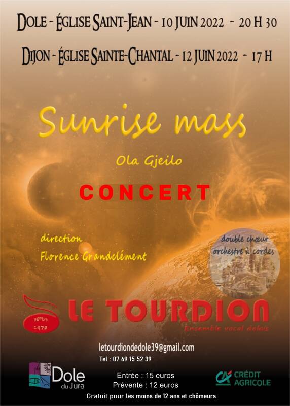 Concert SUNRISE MASS d'Ola Gjeilo, pour choeur et orchestre à cordes