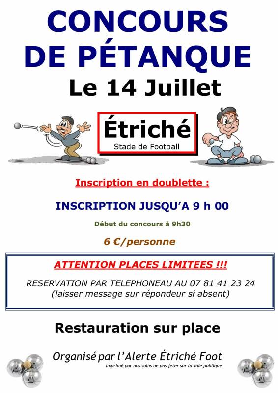 Concours pétanque 14 juillet Étriché