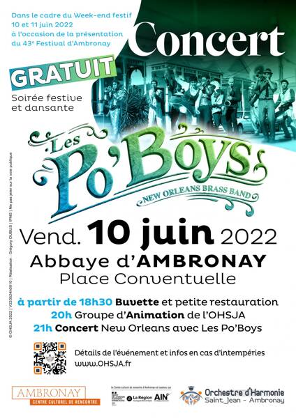 Concert dansant gratuit des Po’Boys Brass Band à l'Abbaye d'Ambronay