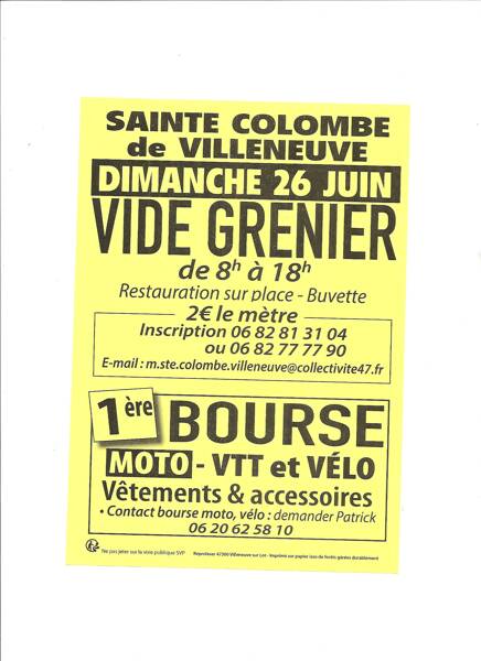 VIDE GRENIER - BOURSE VETEMENTS -ACCESSOIRES MOTO ET VELO