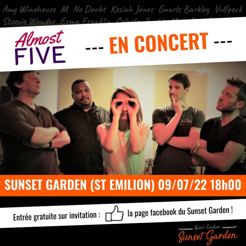 ALMOST FIVE en concert au Sunset Garden !