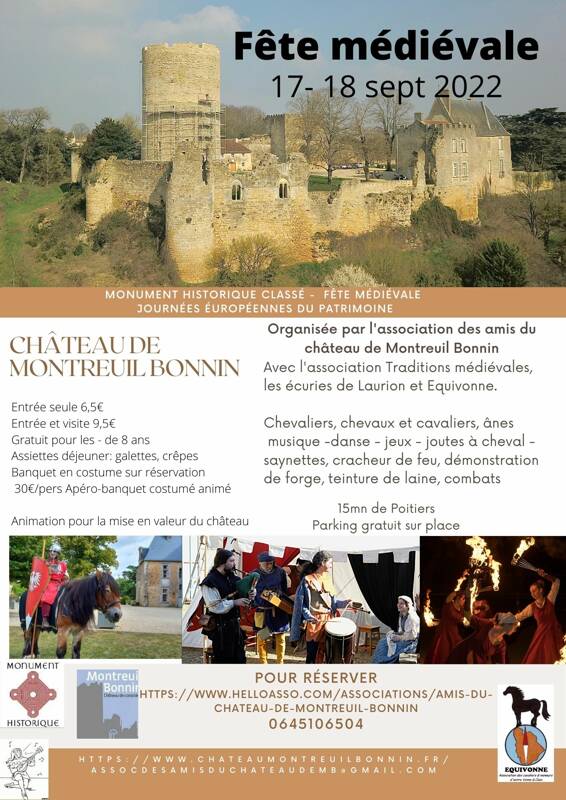 18-18 sept 2022- Fête médiévale -  démonstrations équestres -Journées du patrimoine