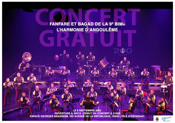 Concert gratuit de la Fanfare et bagad de la 9e BIMa et de l'harmonie d'Angoulême