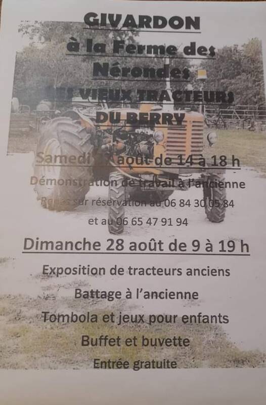 Exposition de tracteurs anciens, travail à l'ancienne le samedi, battage le dimanche