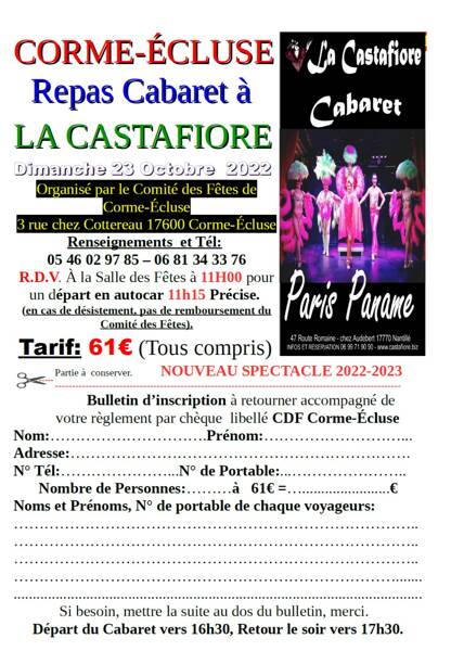 Repas Cabaret Spectacle à la CASTAFIORE