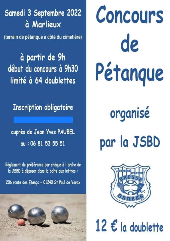 Concours de pétanque JS Bresse Dombes