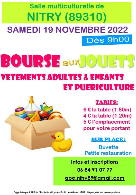 BOURSE aux JOUETS, VETEMENTS adultes/enfants & PUERICULTURE