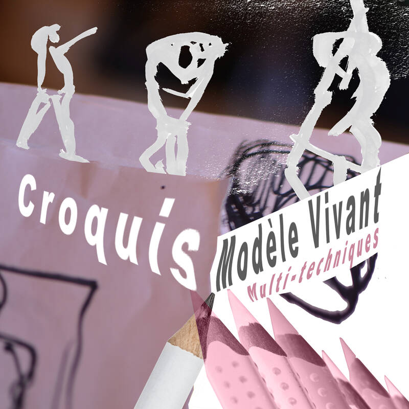 Croquis autour d'un modèle vivant / multi-techniques