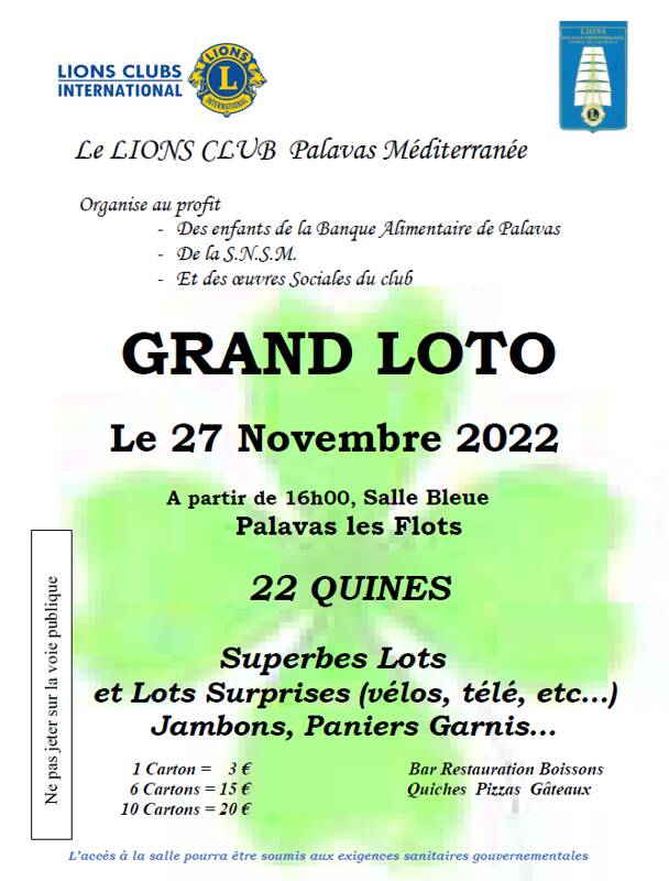 Grand LOTO annuel du LIONS club de Palavas