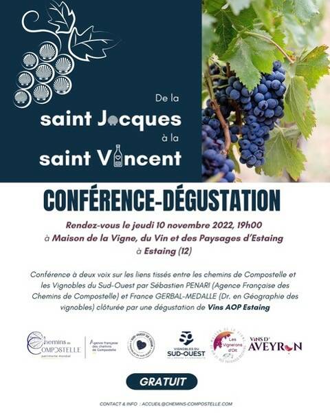 Conférence-dégustation à la Maison de la Vigne, du Vin et des Paysages d’Estaing le 10 novembre à 19h00