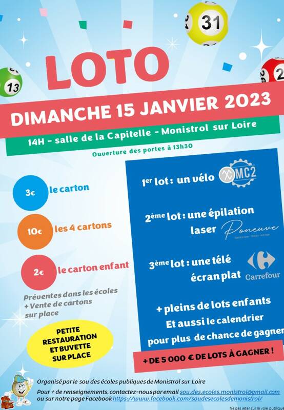 Loto Sou des écoles Monistrol sur Loire