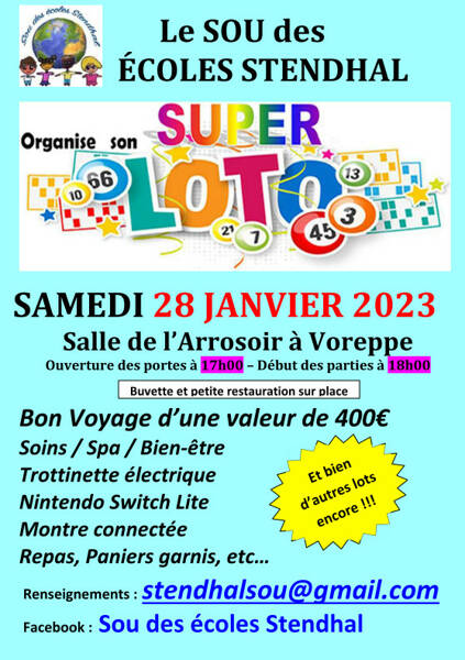 SUPER LOTO du Sou des Ecoles Stendhal