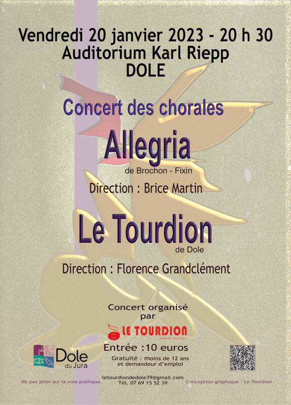 Concert Chorale Le Tourdion de Dole et Allegria de Fixin Brochon