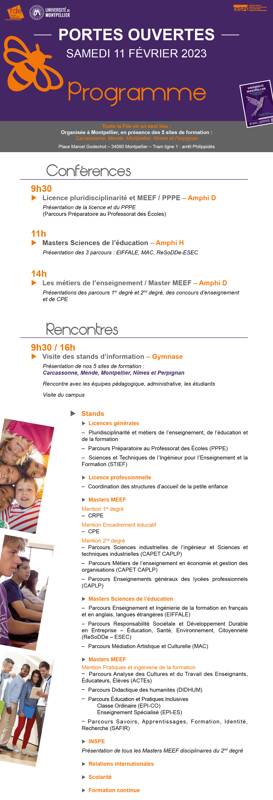 Journée Portes Ouvertes de la Faculté d’Éducation de Montpellier