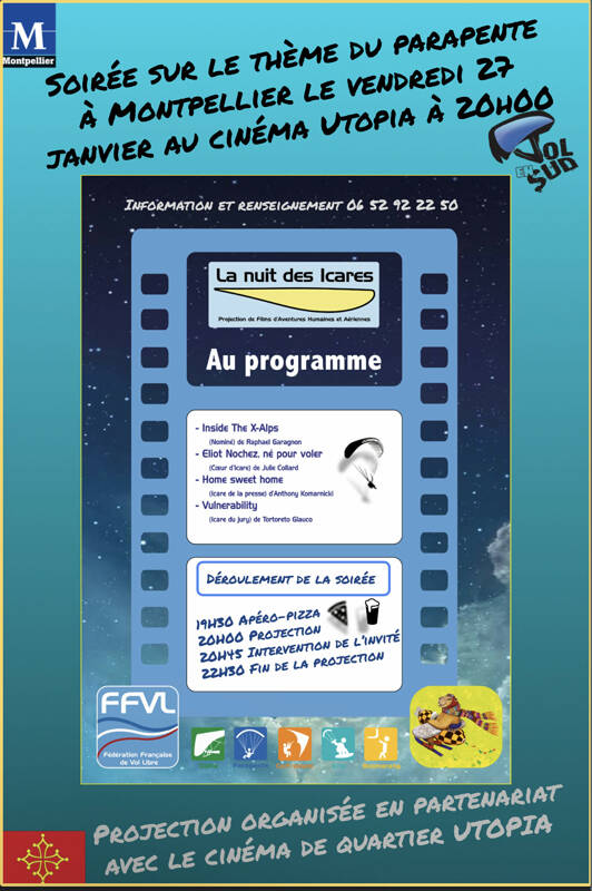 Projection de films sur le thème du parapente.