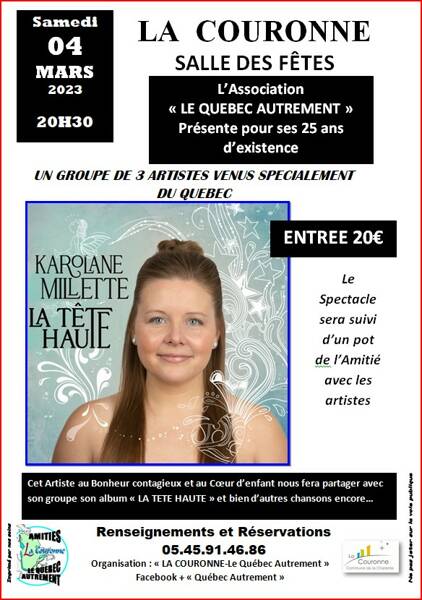 Spectacle chansons québecoises Karolane Millette