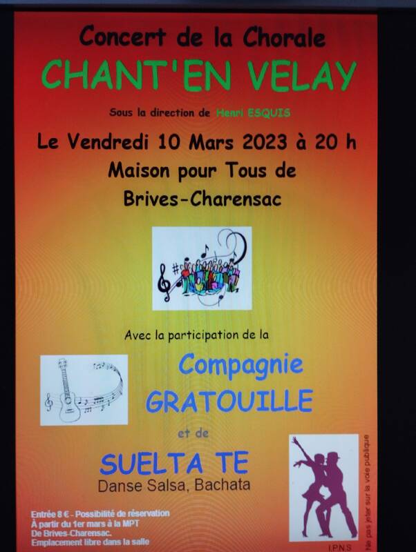 CONCERT CHORALE CHANT'EN VELAY, GRATOUILLE avec SUELTA TE