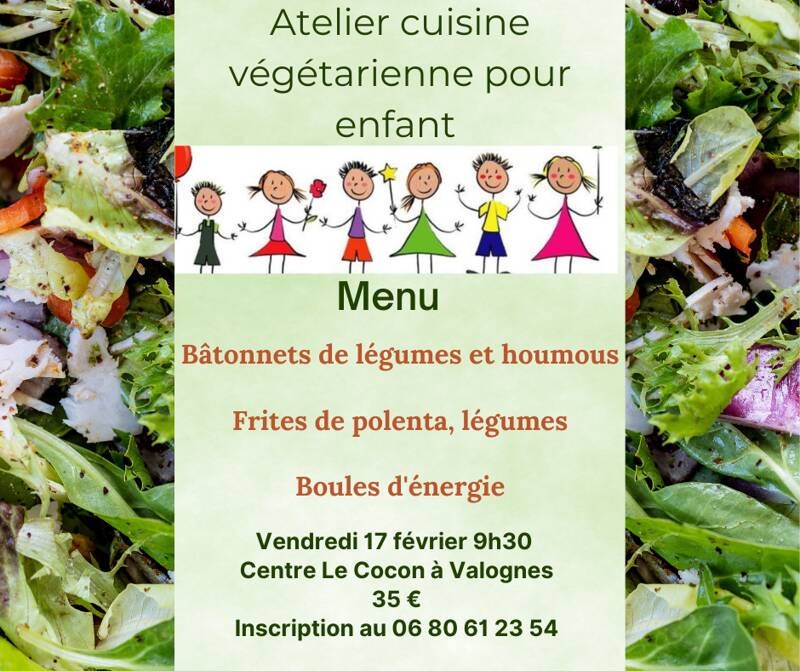 Atelier cuisine végétarienne enfants 6-10 ans