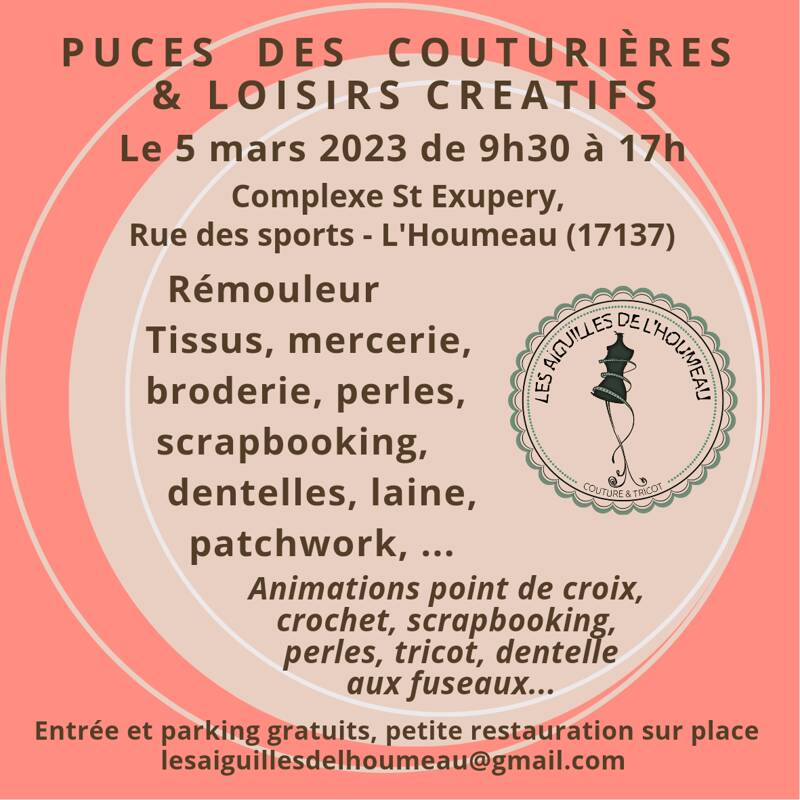 Puces des couturières et Loisirs créatifs à L'Houmeau le 5 mars