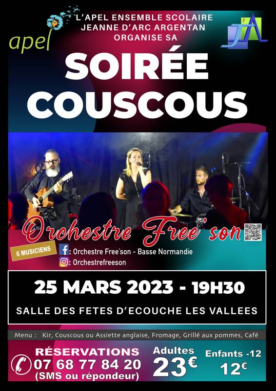 Soirée Couscous APEL avec l'Orchestre Free'son