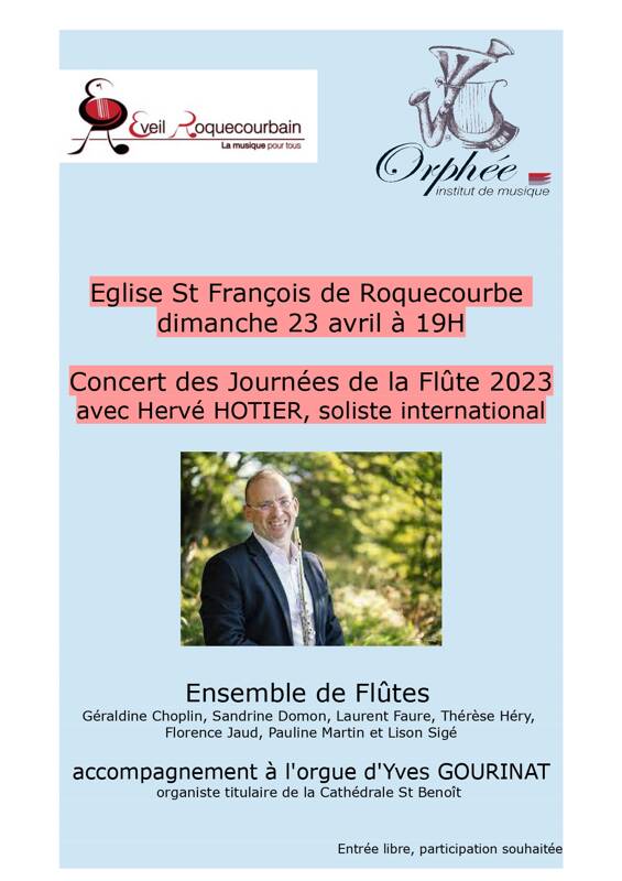 Concert 8 flûtistes et orgue avec Hervé HOTIER, flûtiste soliste international
