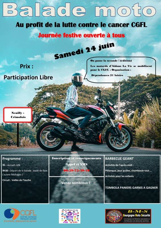 Balade moto et journée festive au profit de la lutte contre le cancer  ( cgfl )