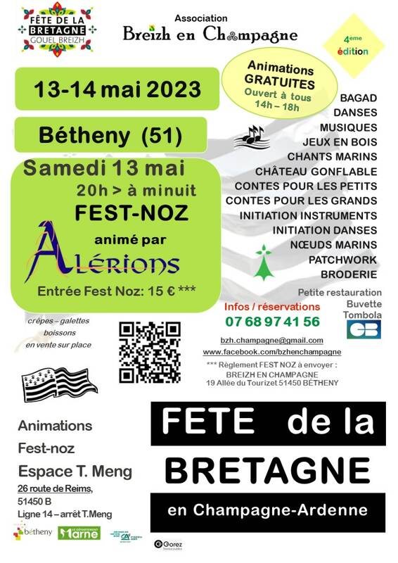 Fête de la Bretagne et Fest Noz à Bétheny 13 et 14 mai 23