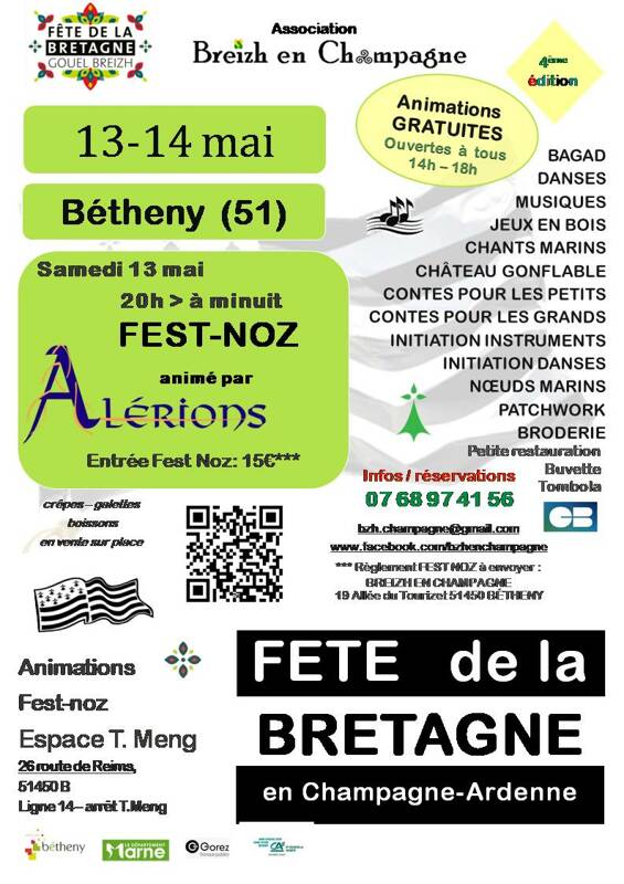 Fête de la Bretagne et Fest Noz 13 et 14 mai Bétheny (51)