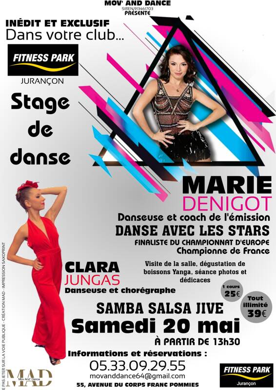 Stage de danse événement avec Marie Denigot de Danse Avec Les Stars accompagnée par la danseuse Clara Jungas