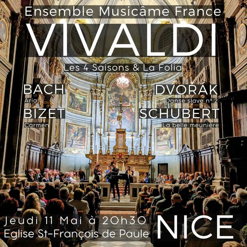Concert à Nice : Les 4 Saisons de Vivaldi, Carmen de Bizet, Aria de Bach, Danse slave de Dvořák, La belle meunière de Schubert