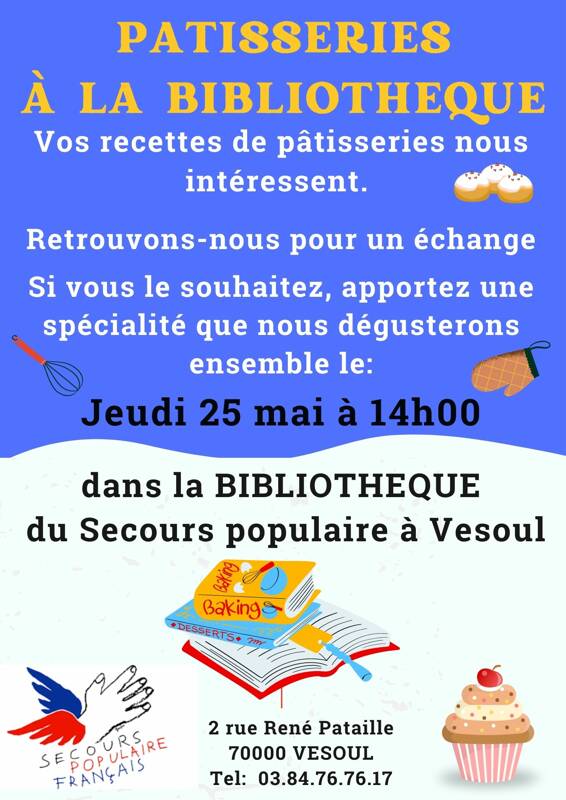 Pâtisseries à la bibliothèque du Secours populaire de Vesoul