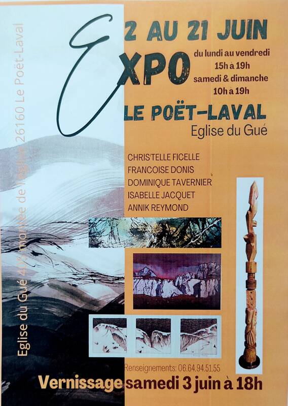 expositionde peintures et sculpures à Le Poët-Laval