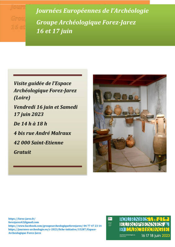 Visite guidée de l’ l’Espace Archéologique Forez-Jarez pour les Journées Européennes de l’Archéologie