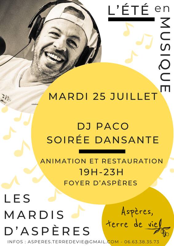 Les Mardis d'Aspères: soirée dansante avec DJ Paco