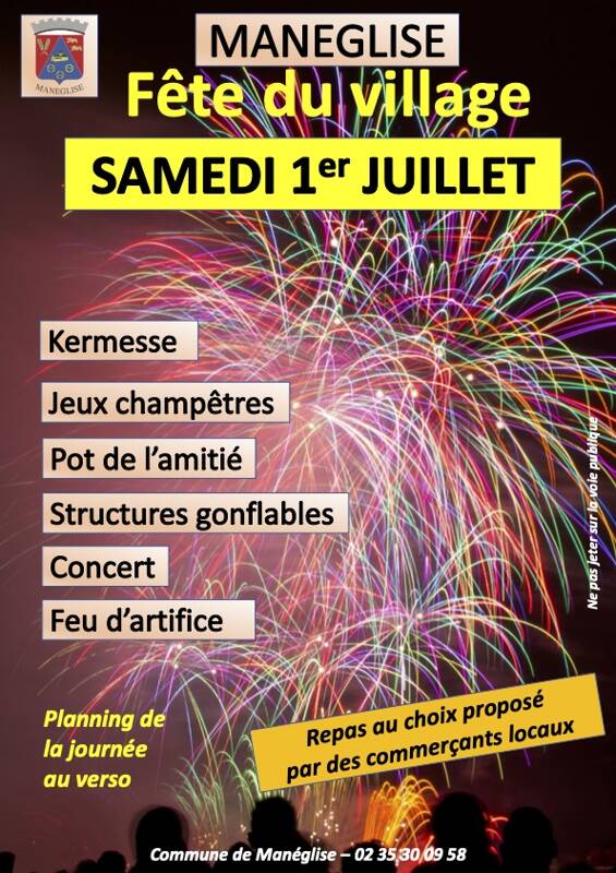 Concert + Repas (commerçants locaux) + feu d'artifice