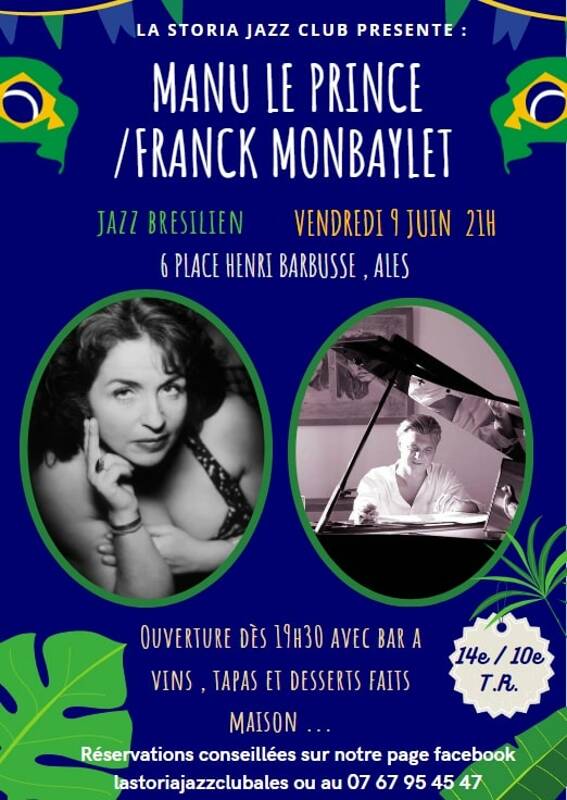 Soirée Jazz brésilien : MANU LE PRINCE et FRANCK MONBAYLET en concert à la Storia
