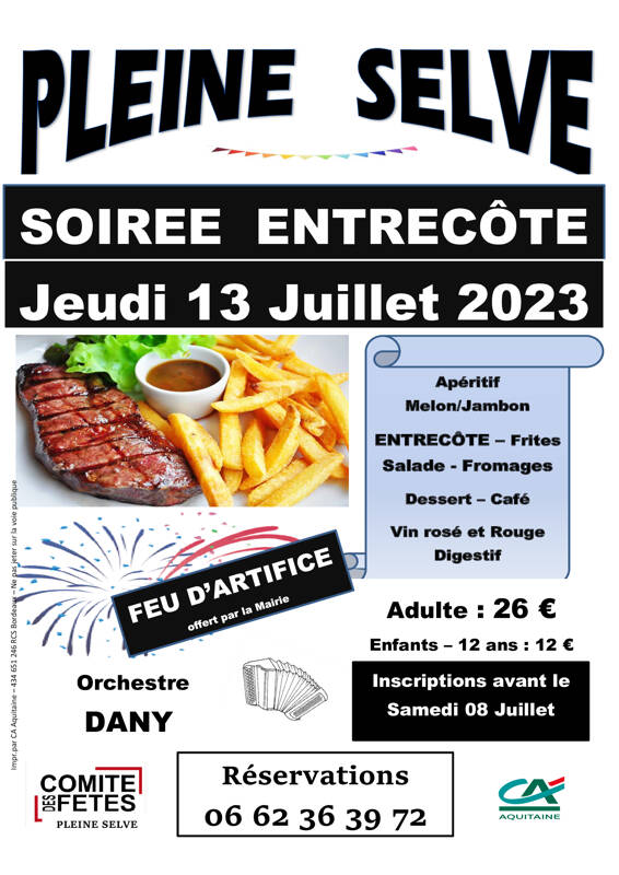 SOIREE DÎNER ENTRECÔTE