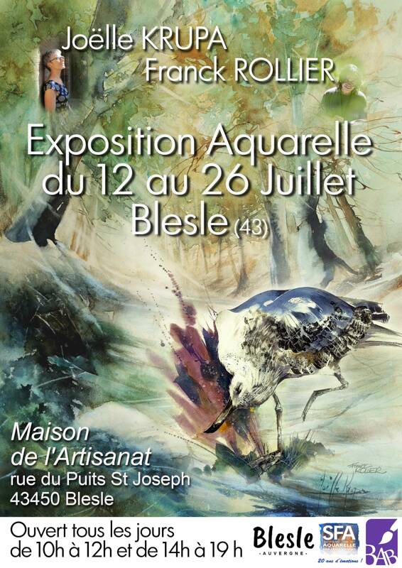Exposition aquarelle, Joëlle Krupa et Franck Rollier, Blesle (43)