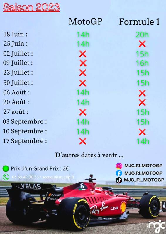 Diffusion des grands prix F1 et moto GP !