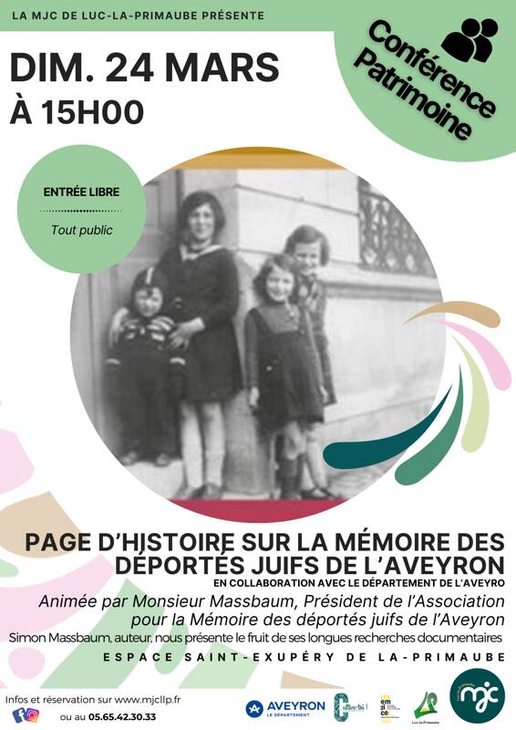 CONFÉRENCE MON PATRIMOINE : Page d’Histoire sur la mémoire des déportés juifs de l’Aveyron