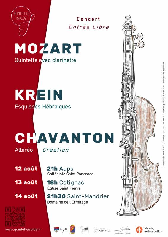 Concert du Quintette Isolde (Mozart, Krein et Chavanton)