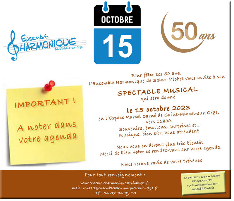 Quinqu'harmonie, 50 ans de musique : par l'Ensemble Harmonique de Saint-Michel-sur-Orge