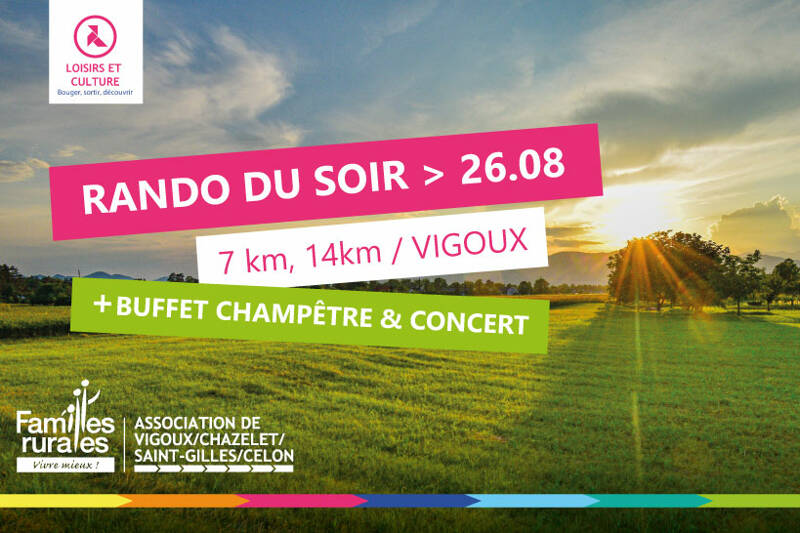 Samedi 26 AOÛT > RANDO DU SOIR / Buffet champêtre & concert